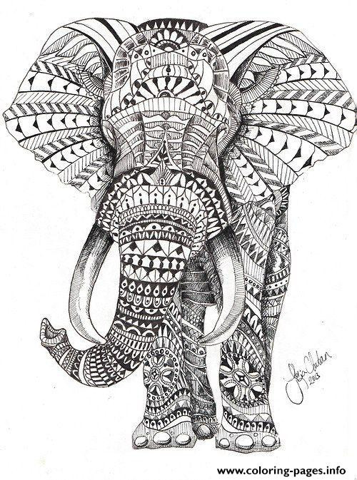 Elephant Coloring Book For Adults
 Elephant For Adults Color Hard Difficult Coloring Pages