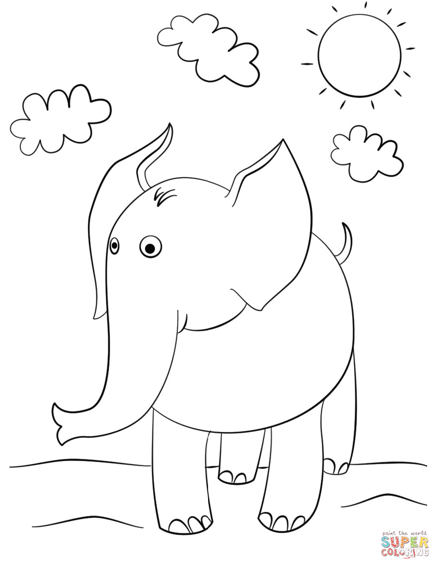 Elephant Coloring Book
 Cute Cartoon Elephant coloring page