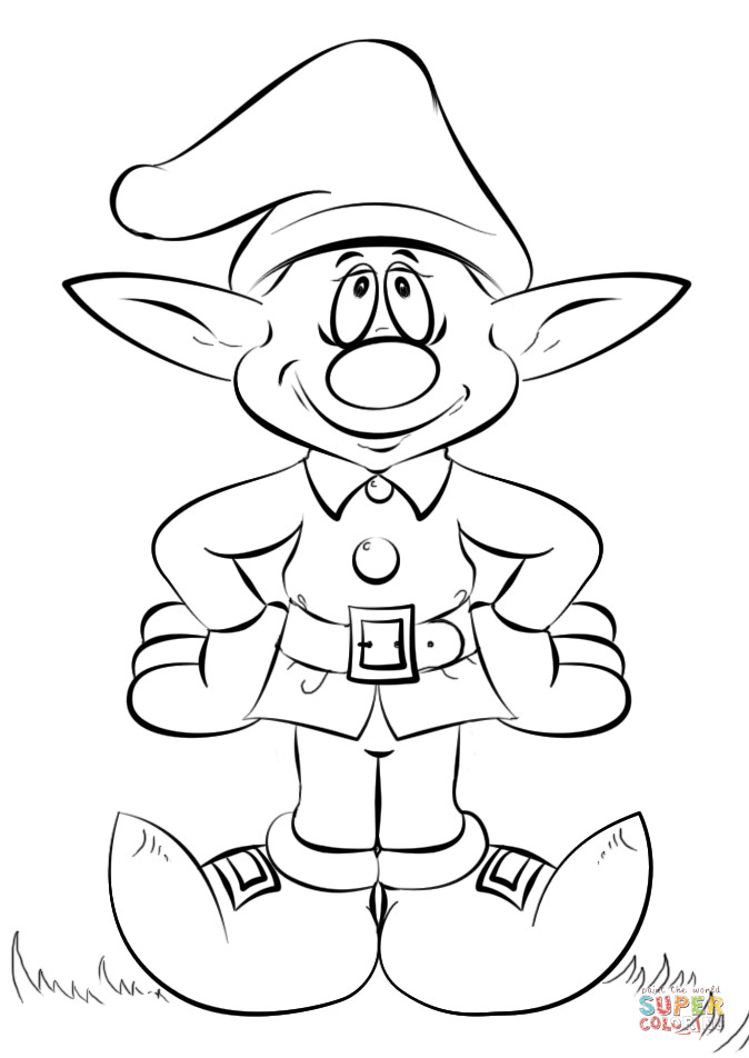 Elf Coloring Pages For Boys
 Christmas Elf coloring page