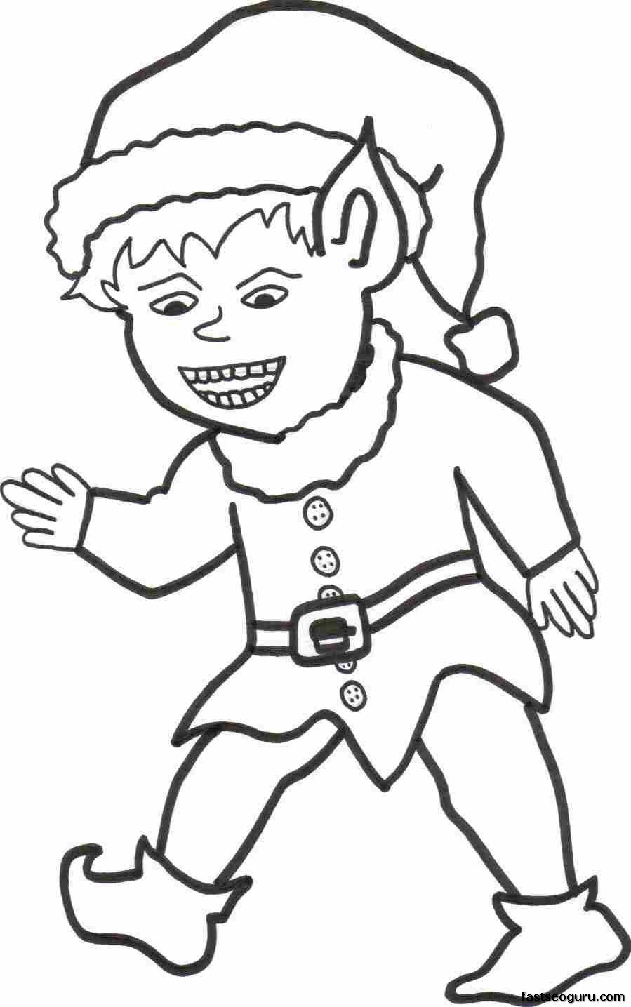 Elf Coloring Pages For Boys
 Printable Christmas happy Elf boy coloring page
