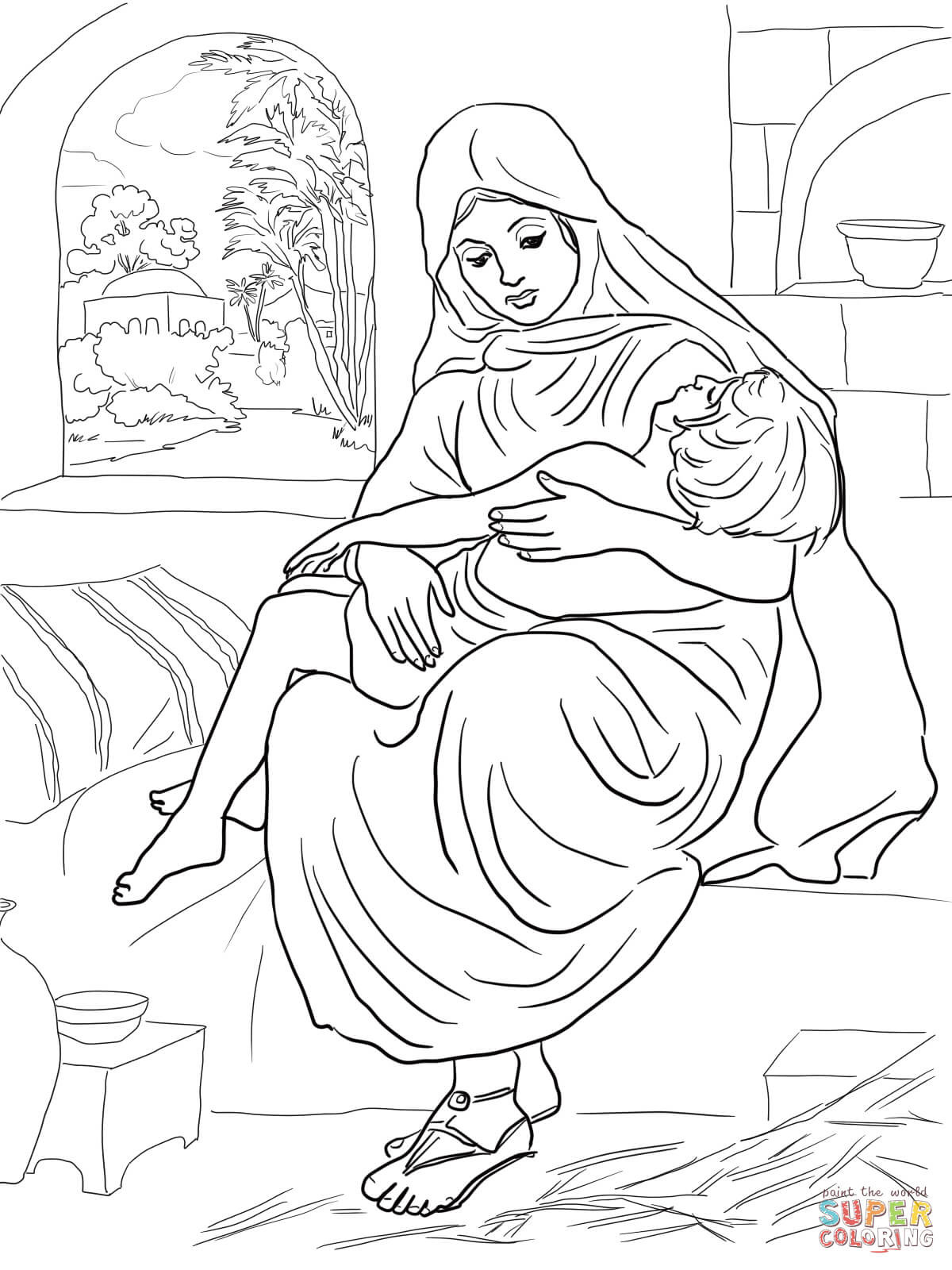 Elisha Coloring Pages
 Shunammite Woman and Her Son coloring page