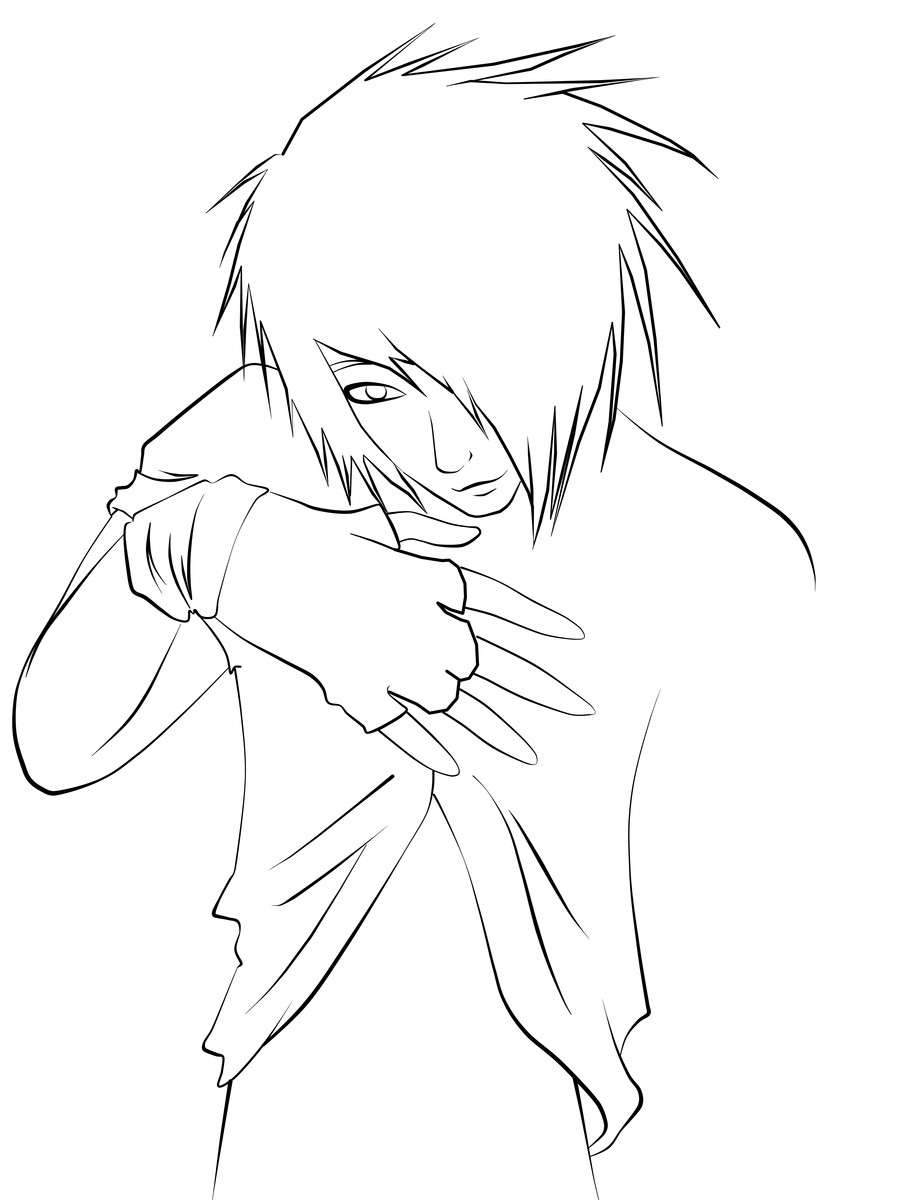 Emo Boys Coloring Pages
 Emo Guy Lineart by CookiiMii on DeviantArt