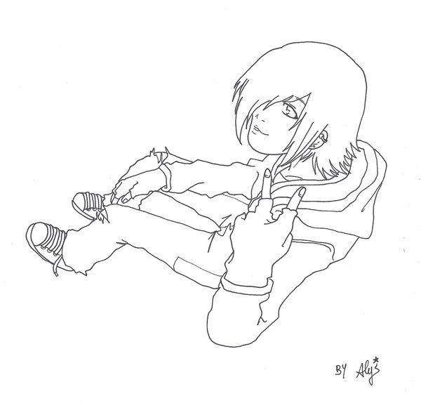 Emo Boys Coloring Pages
 Lineart Emo Boy by AlyTheKitten on DeviantArt