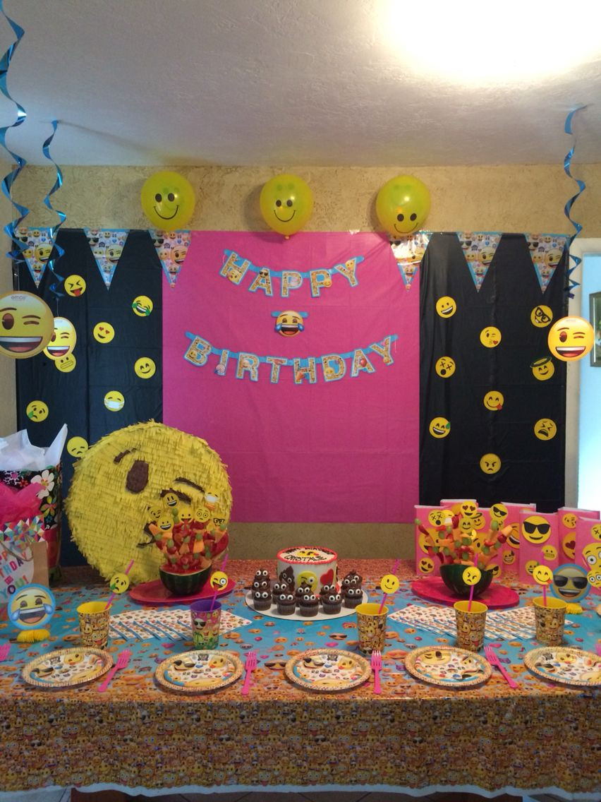 Emoji Birthday Decorations
 Emoji party backdrop Birthday Pinterest