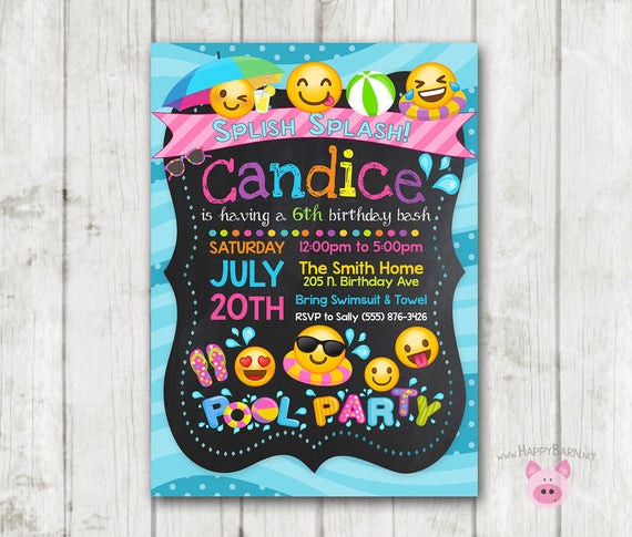 Emoji Pool Party Ideas
 Printable Emoji Pool Party Party Invitation Swim Party Emoji