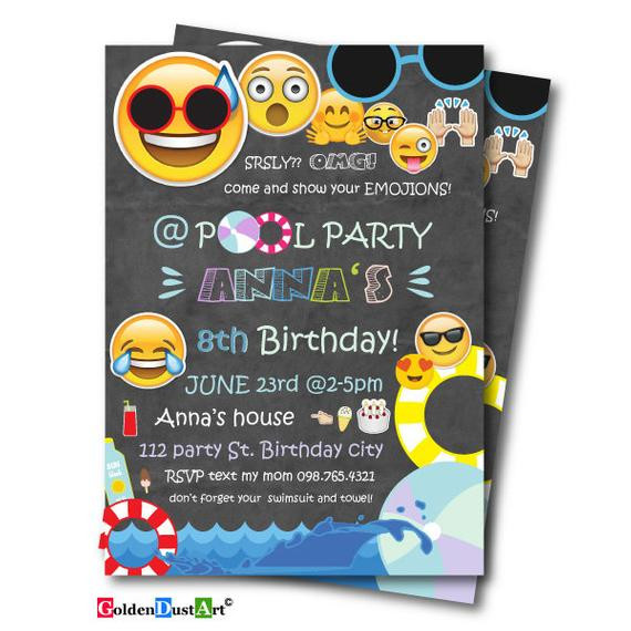 Emoji Pool Party Ideas
 Pool Party Invitation Emoji Pool Party Birthday Invites