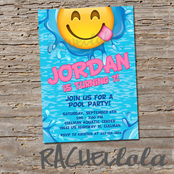 Emoji Pool Party Ideas
 Emoji Pool Party invitation printable digital print