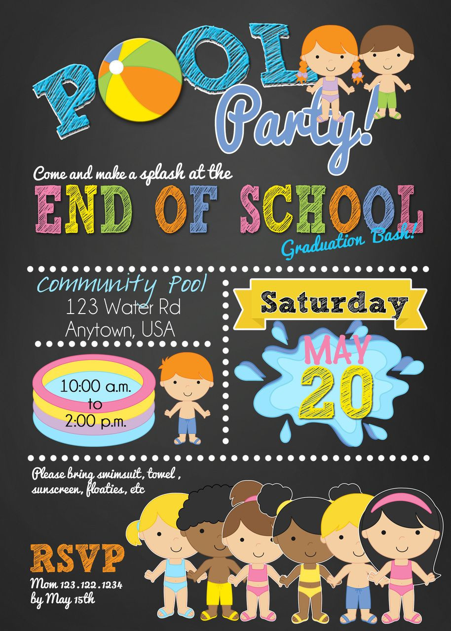 End Of Summer Pool Party Ideas
 Pool Party Graduation Invitations in 2019