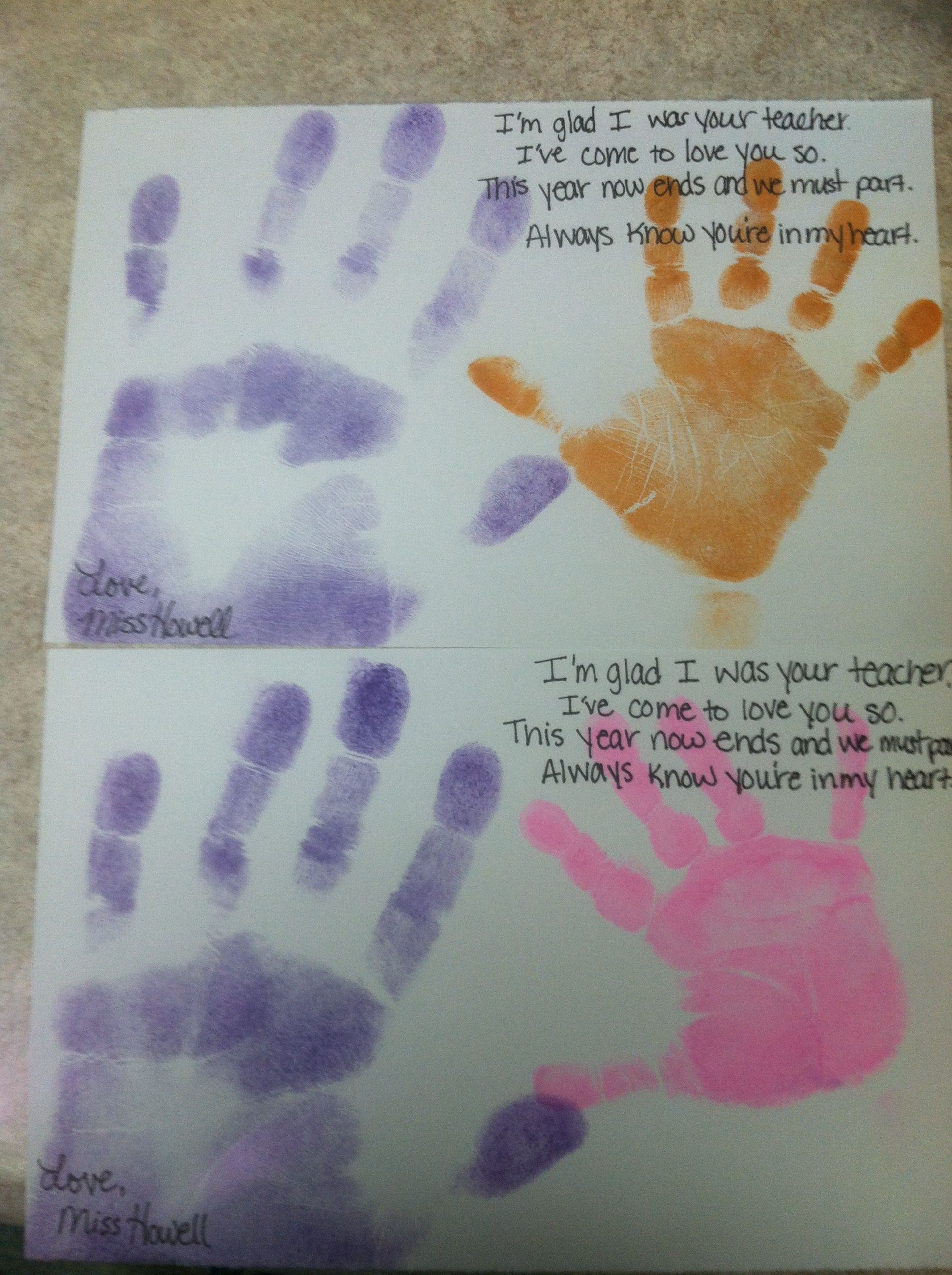 End Of Year Preschool Crafts
 End of the school year craft handprint and poem