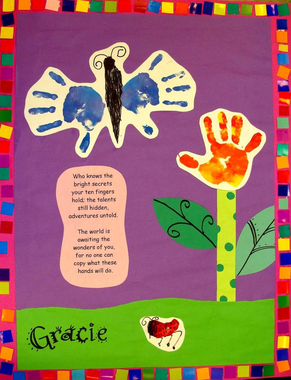 End Of Year Preschool Crafts
 handprint butterfly ladybug and flower picture with cute