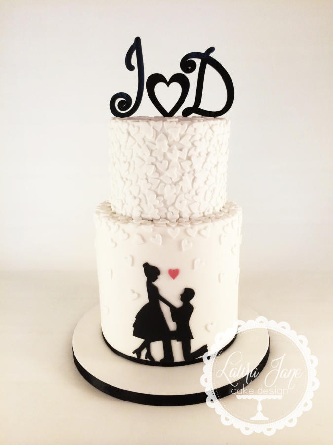 Engagement Party Cakes Ideas
 Silhouette Engagement Cake Cake by Laura Davis CakesDecor