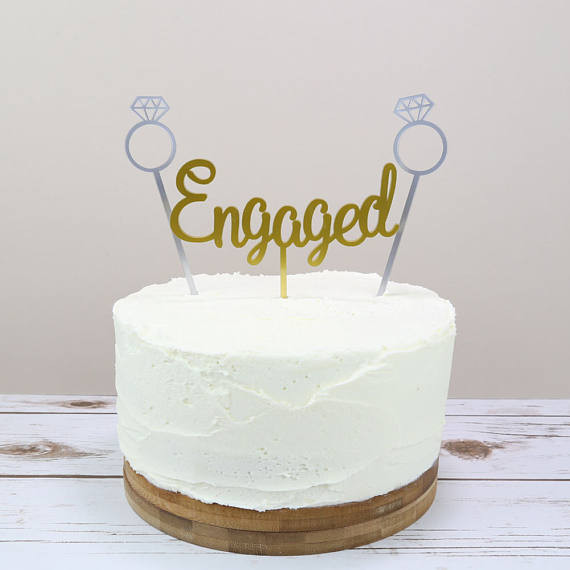 Engagement Party Cakes Ideas
 Engagement Cake Topper Engaged Cake Topper Gold Cake