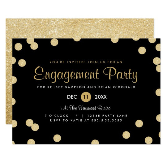 Engagement Party Invitations Ideas
 Faux Gold Confetti Engagement Party Invite
