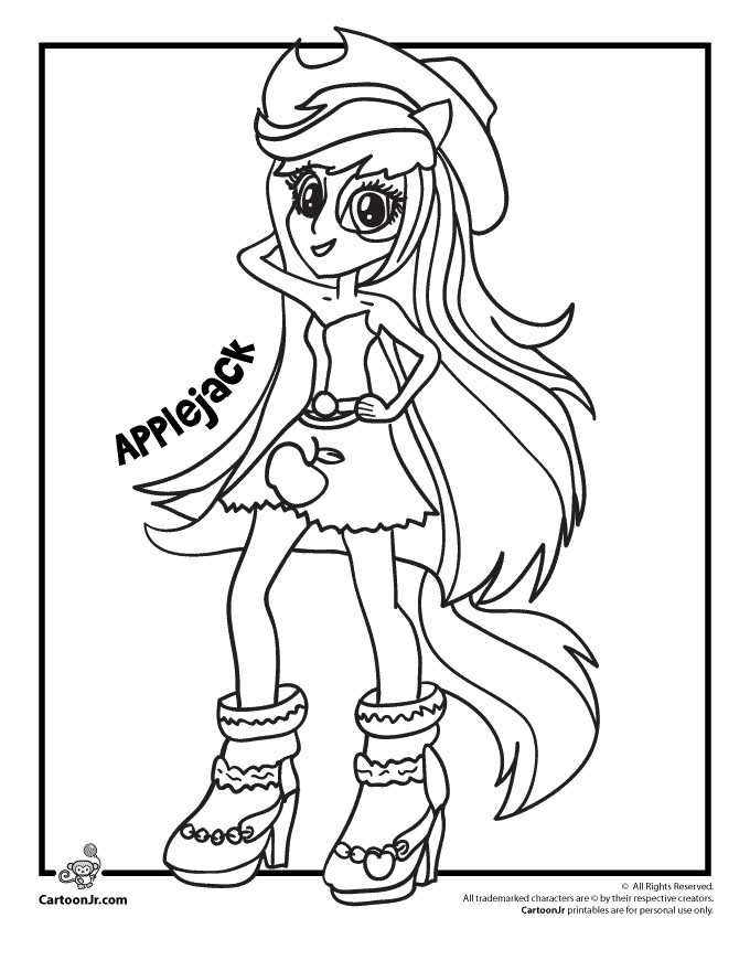 Equestria Girls Printable Coloring Pages
 Applejack My Little Pony Rainbow Rocks Equestria Girls