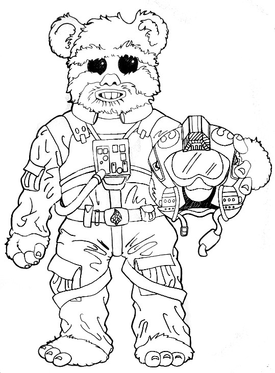 Ewoks Coloring Pages
 Ewok Pilot Lineart by westernphilosopher on DeviantArt