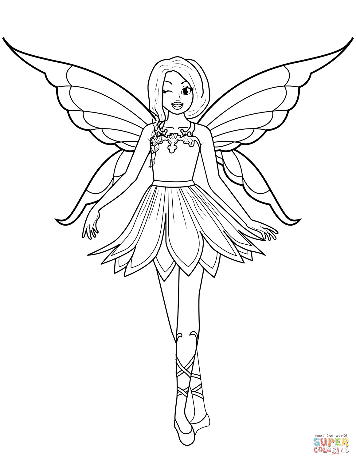 Fairy Coloring Sheet
 Winking Fairy coloring page