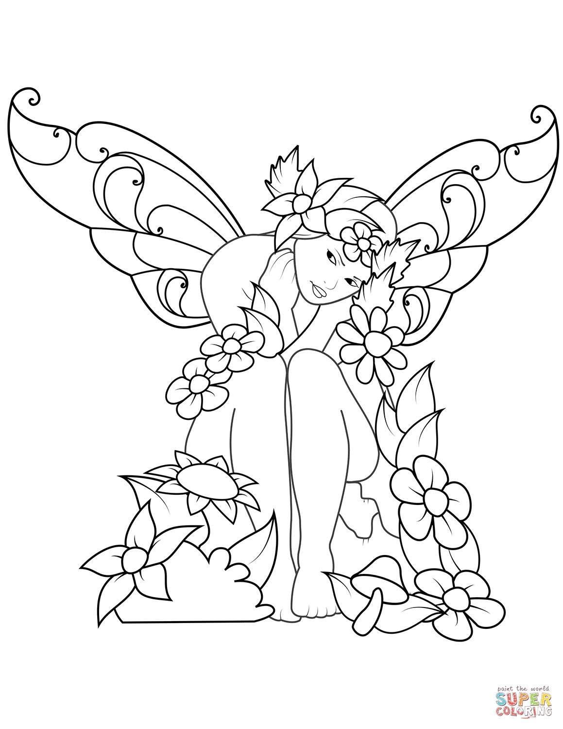 Fairy Coloring Sheet
 Sad Fairy coloring page