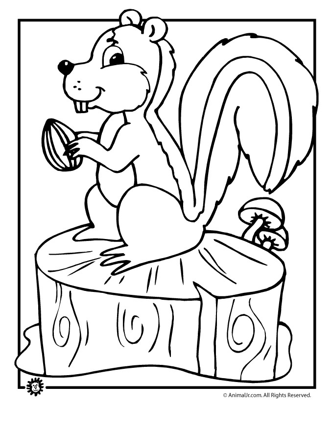 Fall Coloring Sheets Free
 Fall Coloring Page Squirrel with Acorn