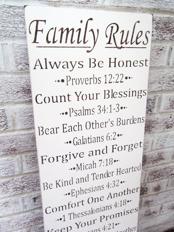 Family Bible Quotes
 Scripture FAMILY RULES typography sign "Always be honest