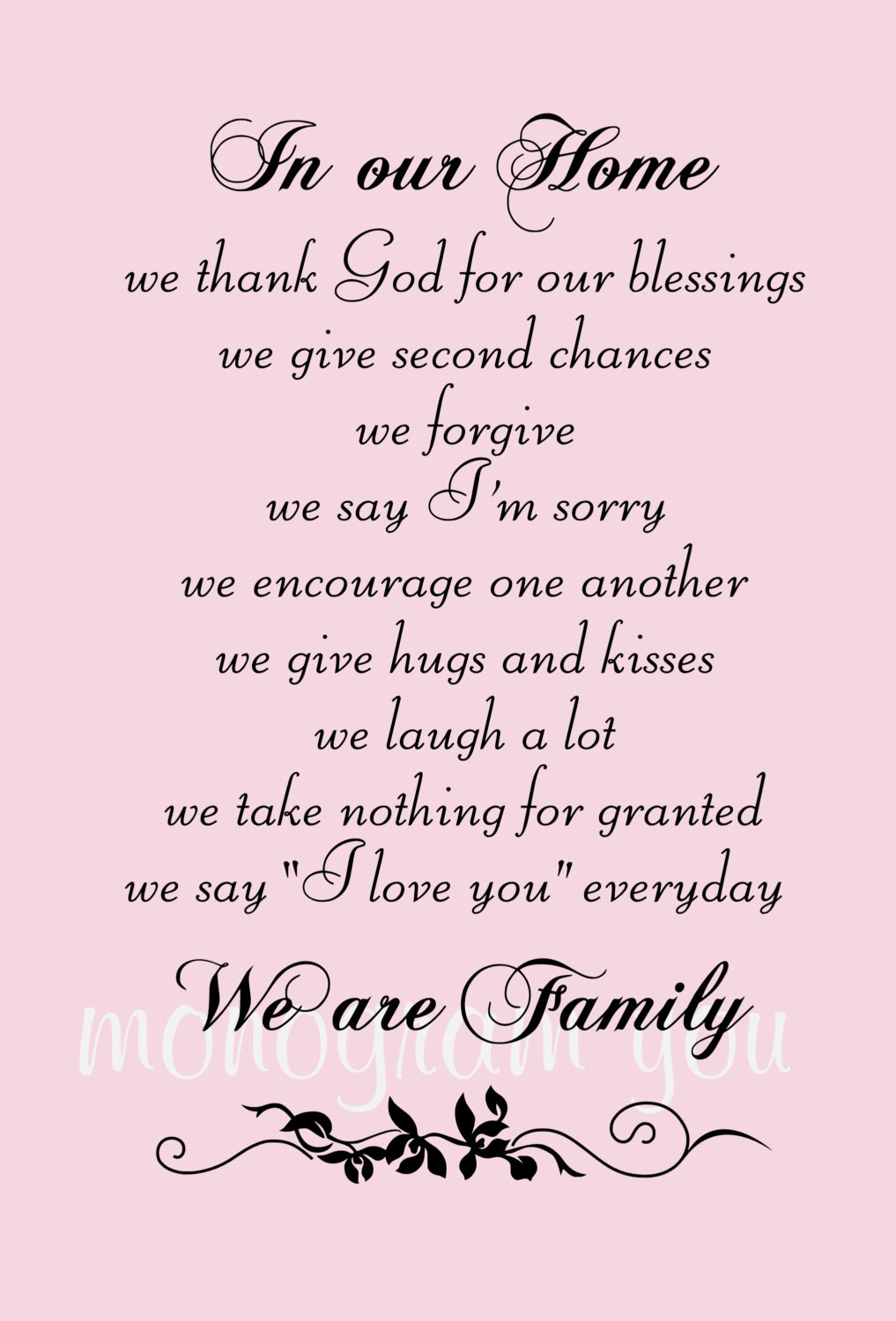 Family Blessings Quotes
 Family Wall Decal Quote In Our Home we thank God for our