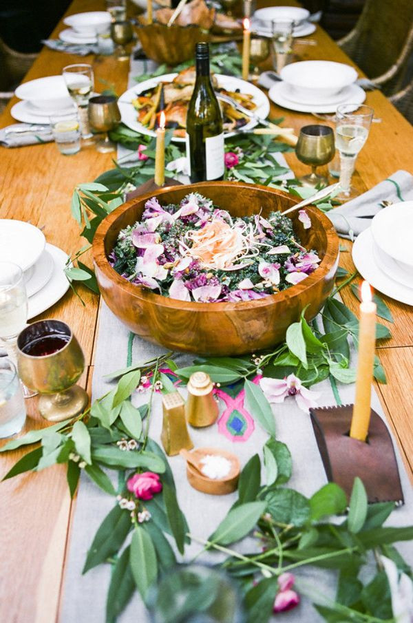 Family Dinner Party Ideas
 Fall salads Wooden serving bowls trend family style