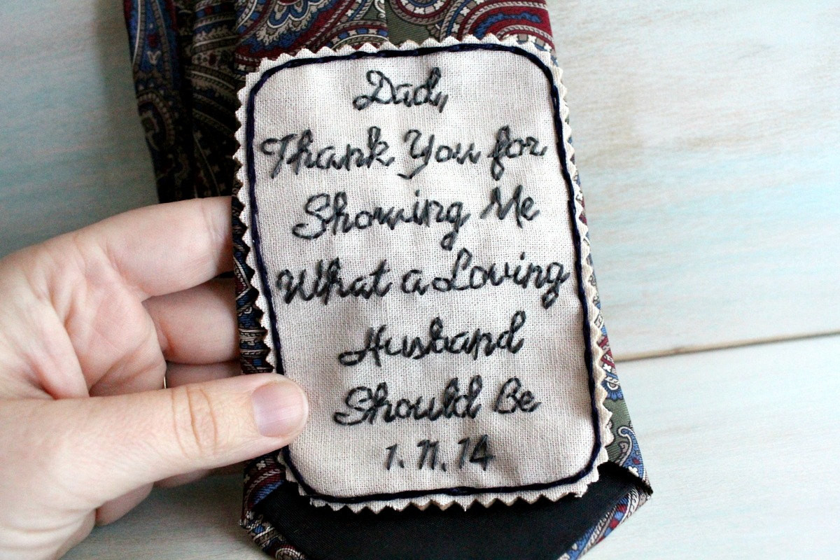 Father Of The Groom Gift Ideas
 Father of the Groom Gift Hand Embroidered Tie Patch Father