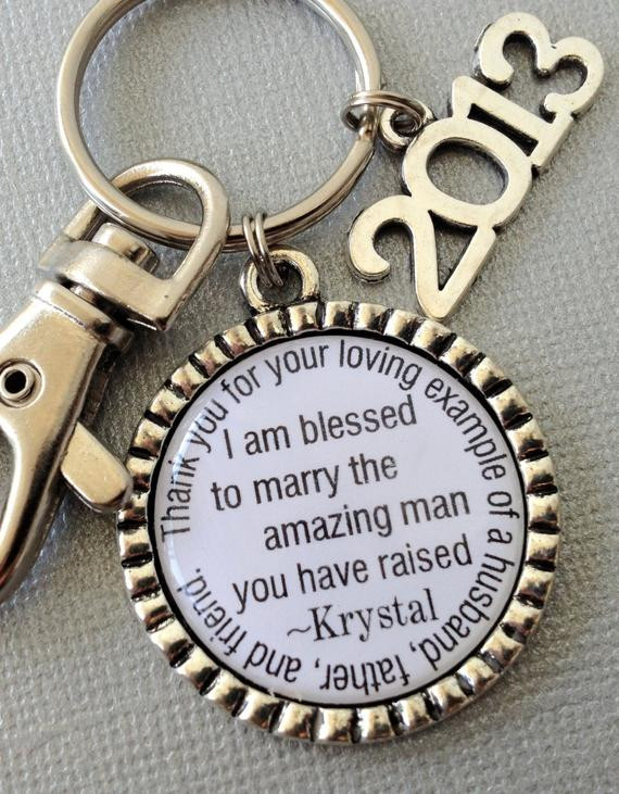 Father Of The Groom Gift Ideas
 FATHER of the GROOM t PERSONALIZED keychain blessed to