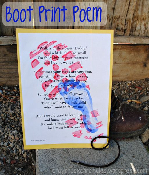 Father'S Day Gift Ideas From Son
 Boot Print Poem hand footprint ideas