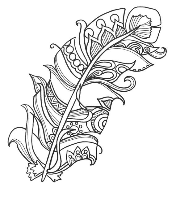 Feather Coloring Pages
 10 Fun and Funky Feather ColoringPages Original Art Coloring