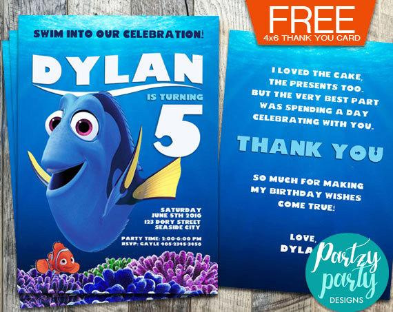 Finding Dory Birthday Invitations
 Finding Dory Invitation Finding Dory Birthday Invitation