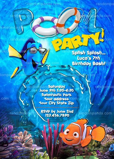 Finding Dory Pool Party Ideas
 Finding Nemo Invitation Finding Nemo Pool Party Finding