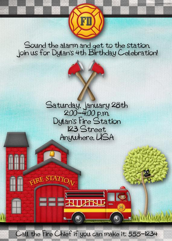 Fire Station Birthday Party
 Fireman Firefighter Fire Station Birthday Party Invitation