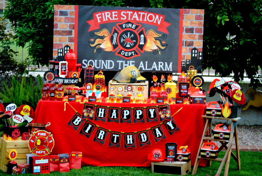 Fire Station Birthday Party
 FIREMAN Birthday Fireman BACKDROP Fire Fighter Party