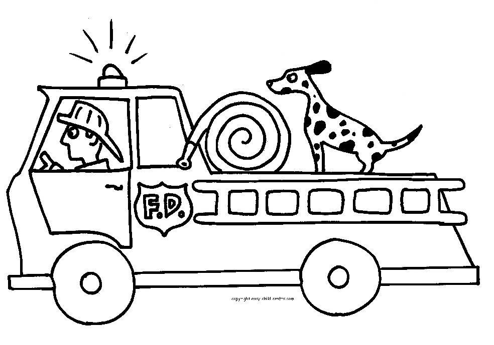 Fire Truck Coloring Pages Printable
 Fire Truck Fireman and Fire Dog Printable Coloring Page