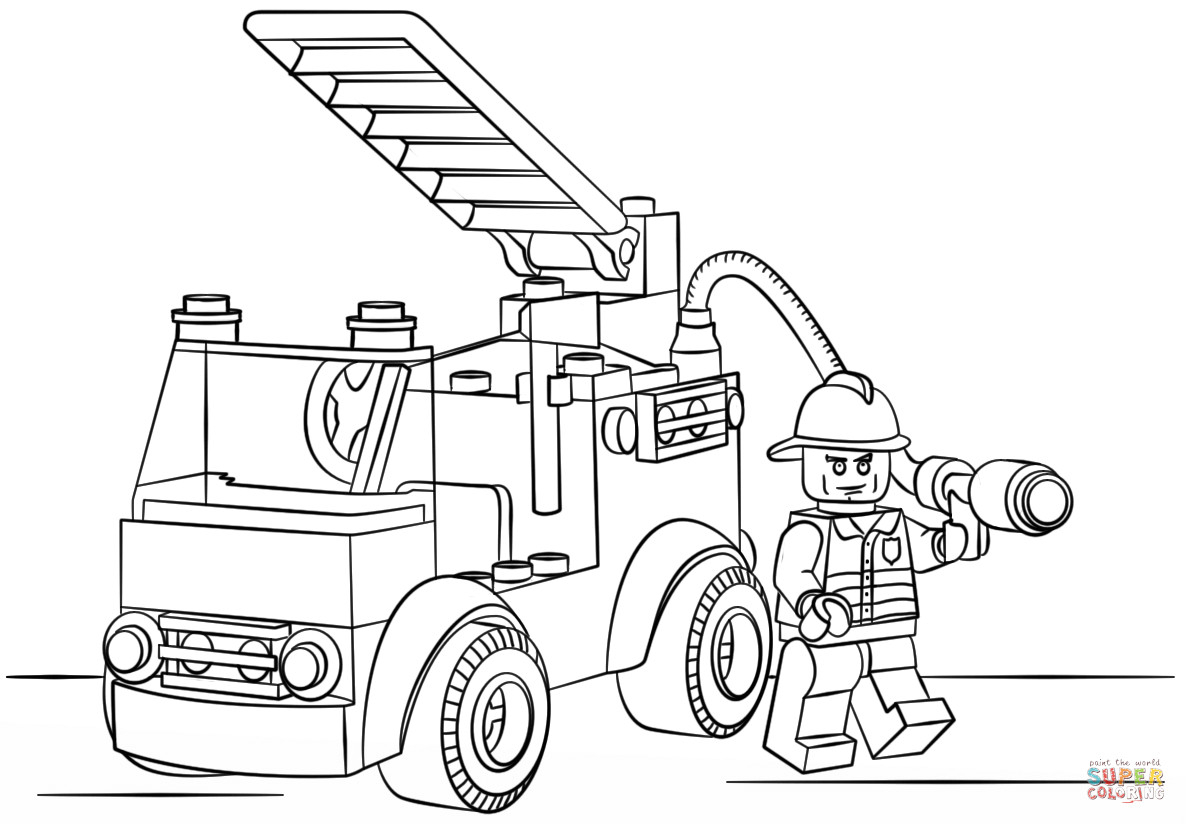 Fire Truck Coloring Pages Printable
 Lego Fire Truck coloring page