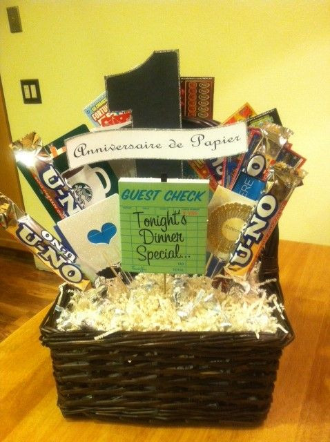First Anniversary Gift Ideas For Her
 1st Wedding Anniversary Gift Basket Dianna made this t