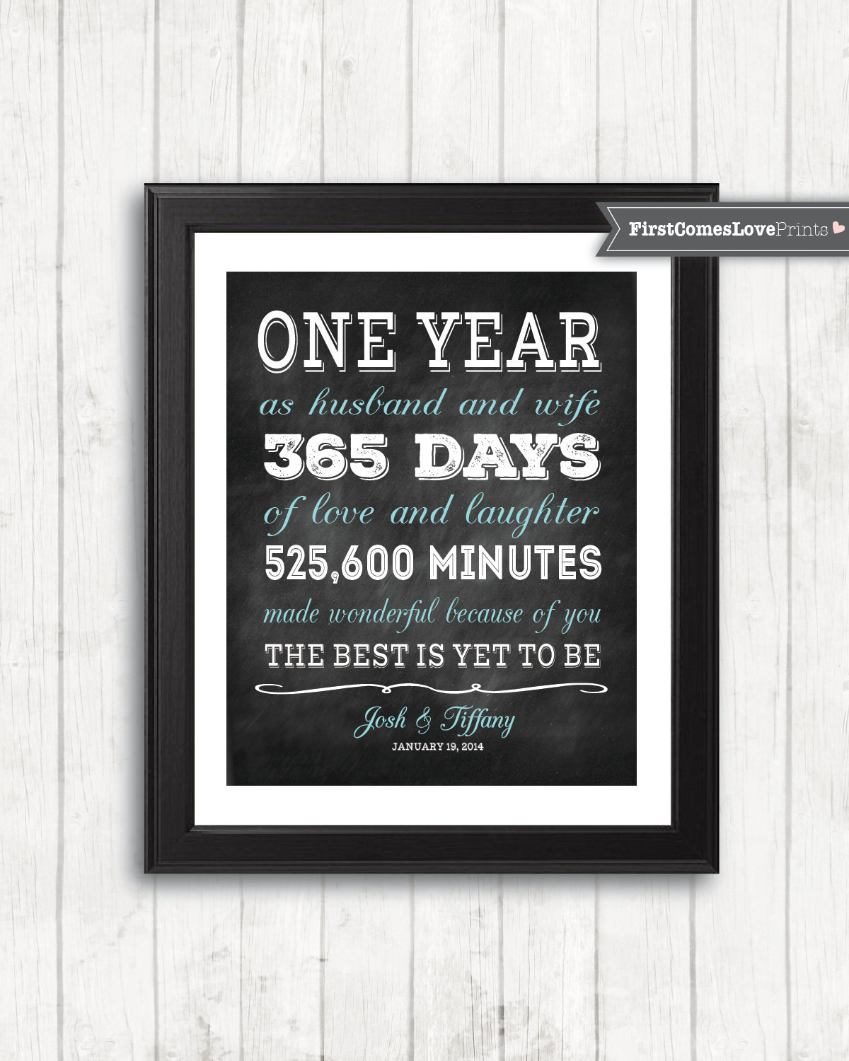 First Anniversary Gift Ideas For Her
 Chalkboard Style First Anniversary Gift for Husband for Wife