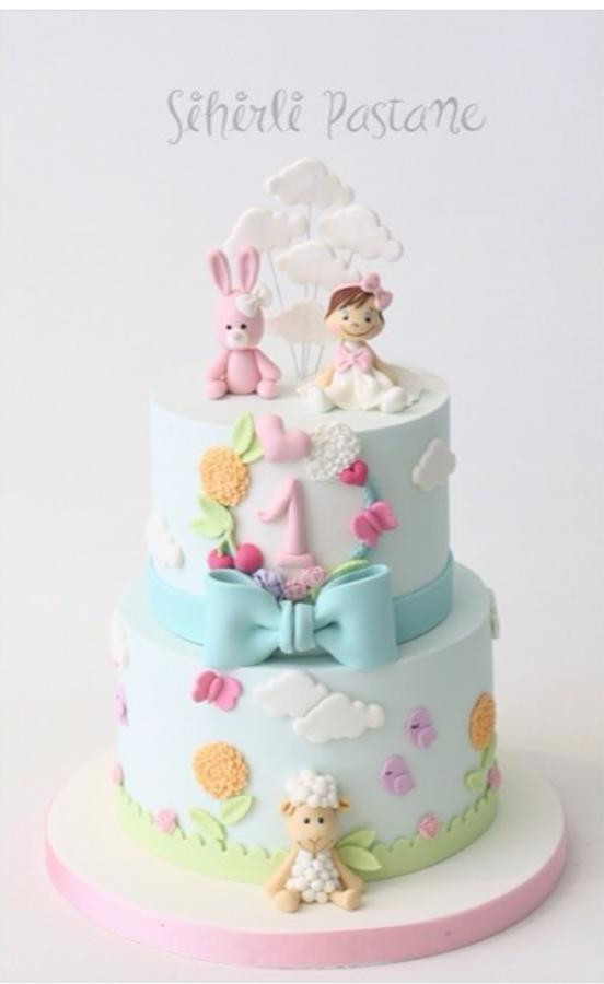 First Birthday Cake Ideas Girl
 Baby Girl First Birthday Cake cake by Sihirli Pastane