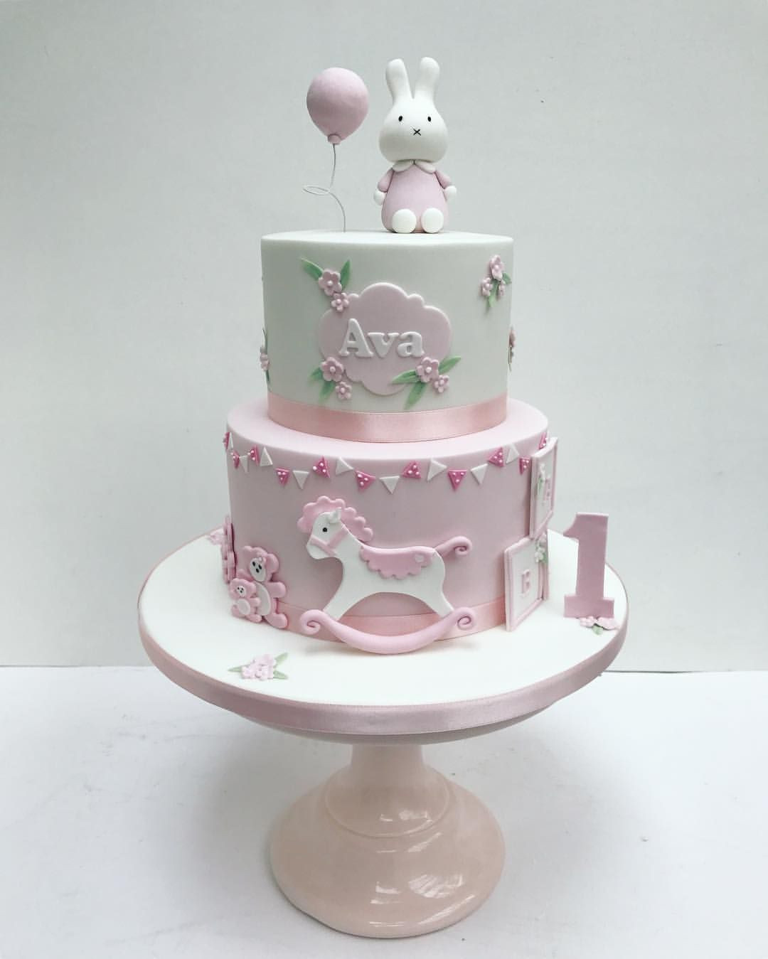 First Birthday Cake Ideas Girl
 Miffy Pink bunny cake for little girls first birthday by