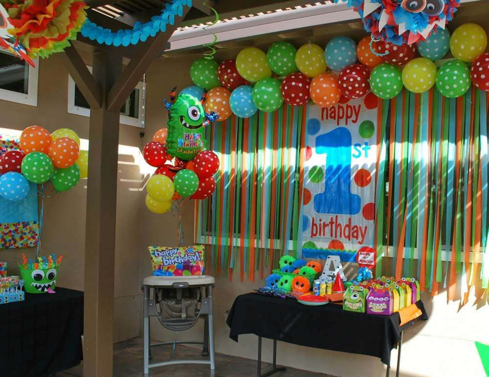 First Birthday Party Decoration Ideas
 Monsters Birthday Party Ideas in 2019