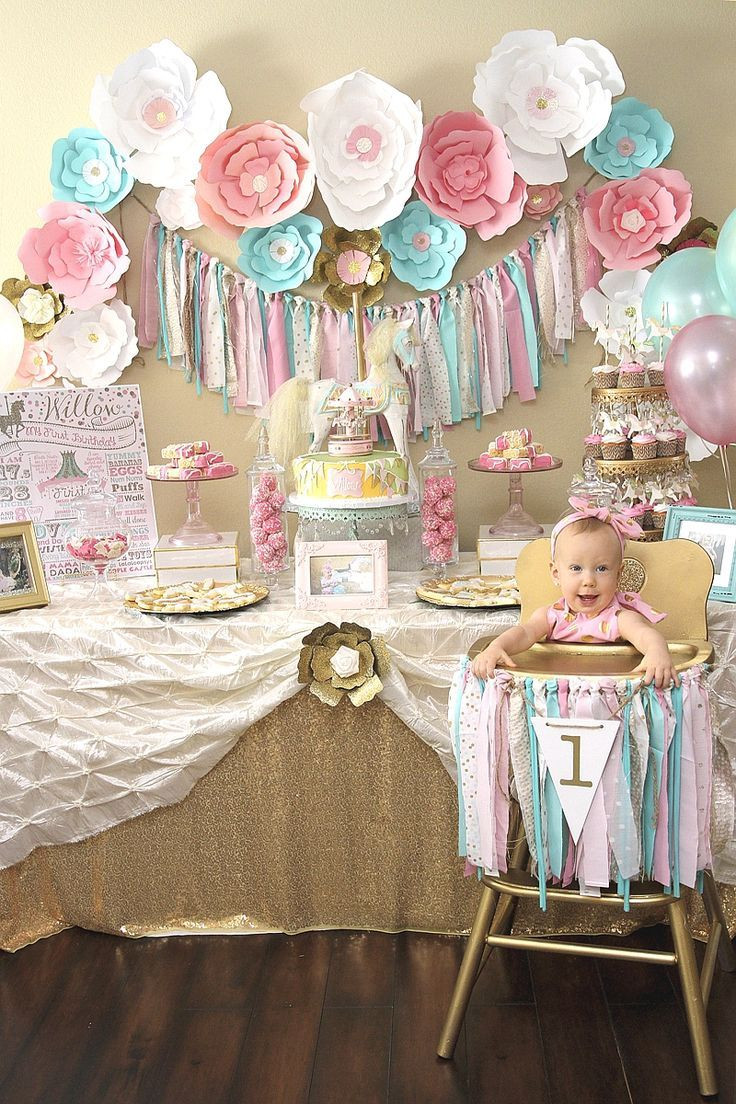 First Birthday Party Decoration Ideas
 A Pink & Gold Carousel 1st Birthday Party in 2019