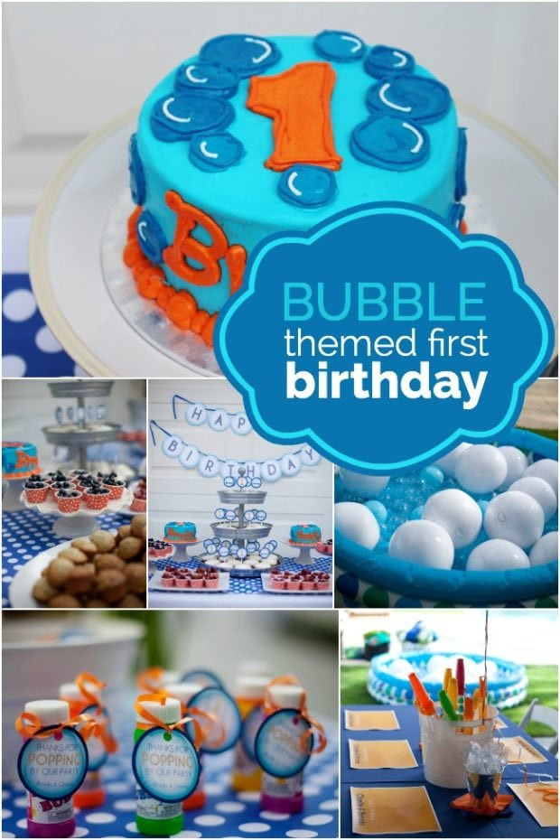 First Birthday Party Ideas Boys
 A Bubble Themed First Birthday Spaceships and Laser Beams
