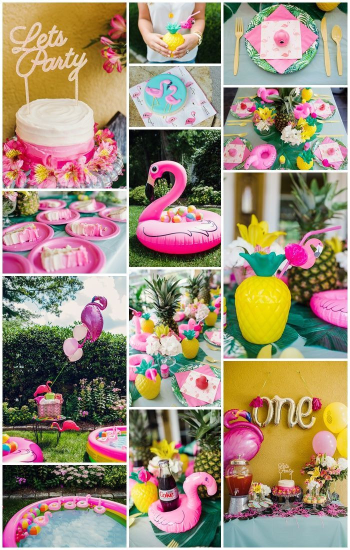 First Birthday Pool Party Ideas
 First Birthday Party with Flamingo and Pineapple Theme