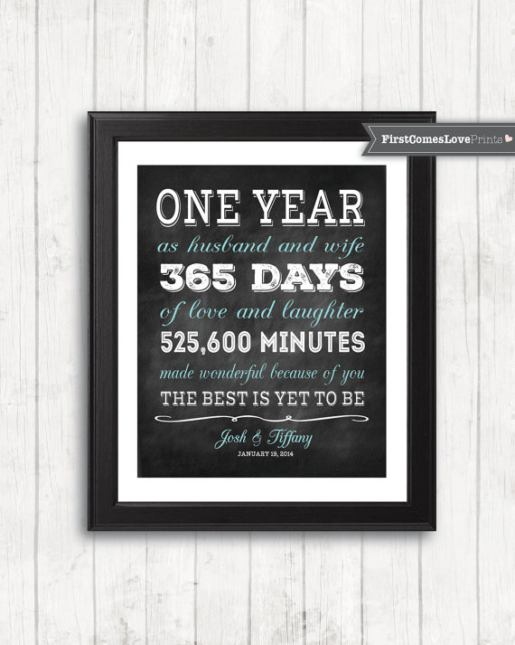 First Wedding Anniversary Gift Ideas For Her
 Chalkboard Style First Anniversary Gift for Husband for