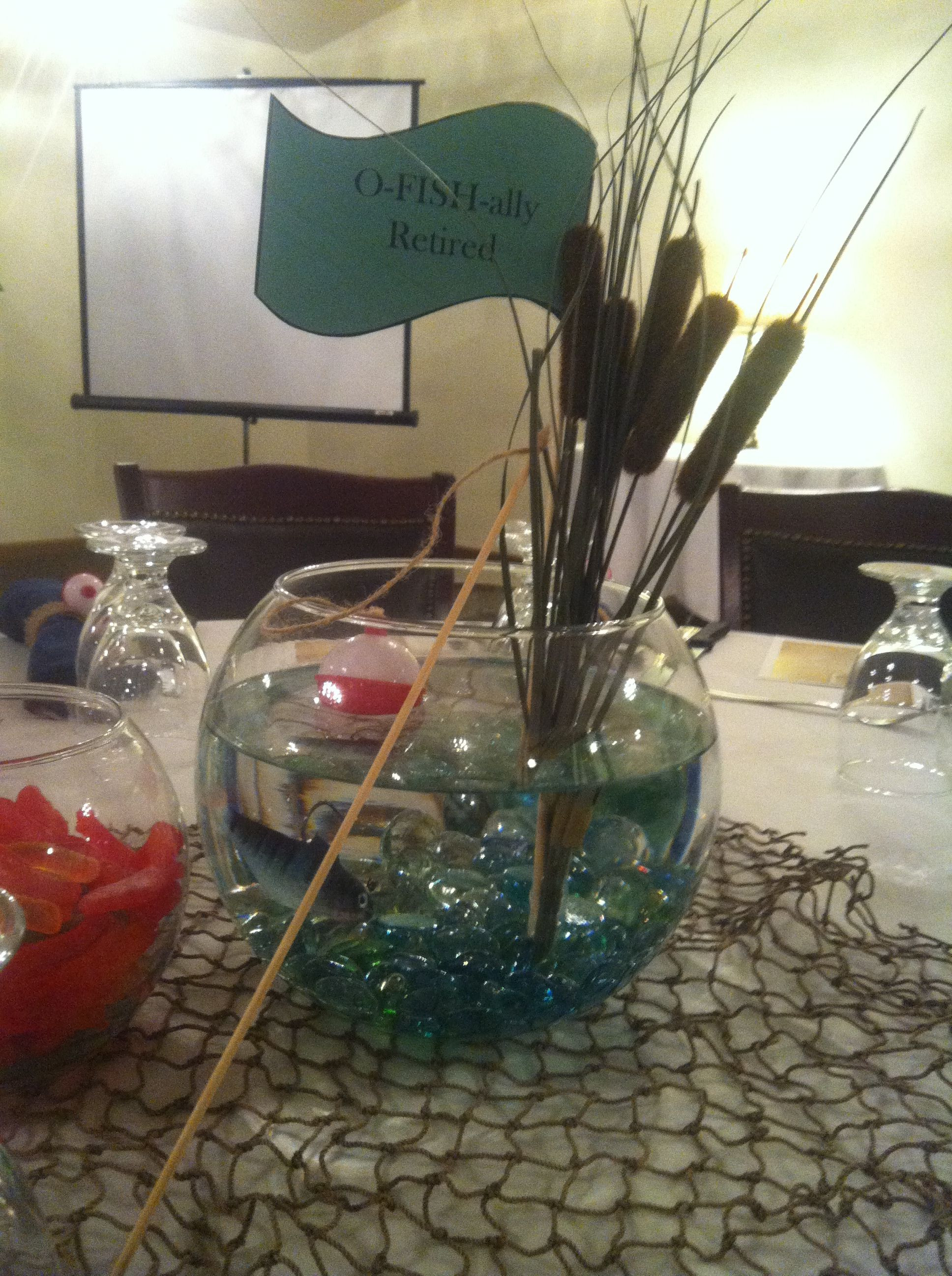 Fishing Retirement Party Ideas
 O Fish ally retired centerpieces I made Leann Bauer