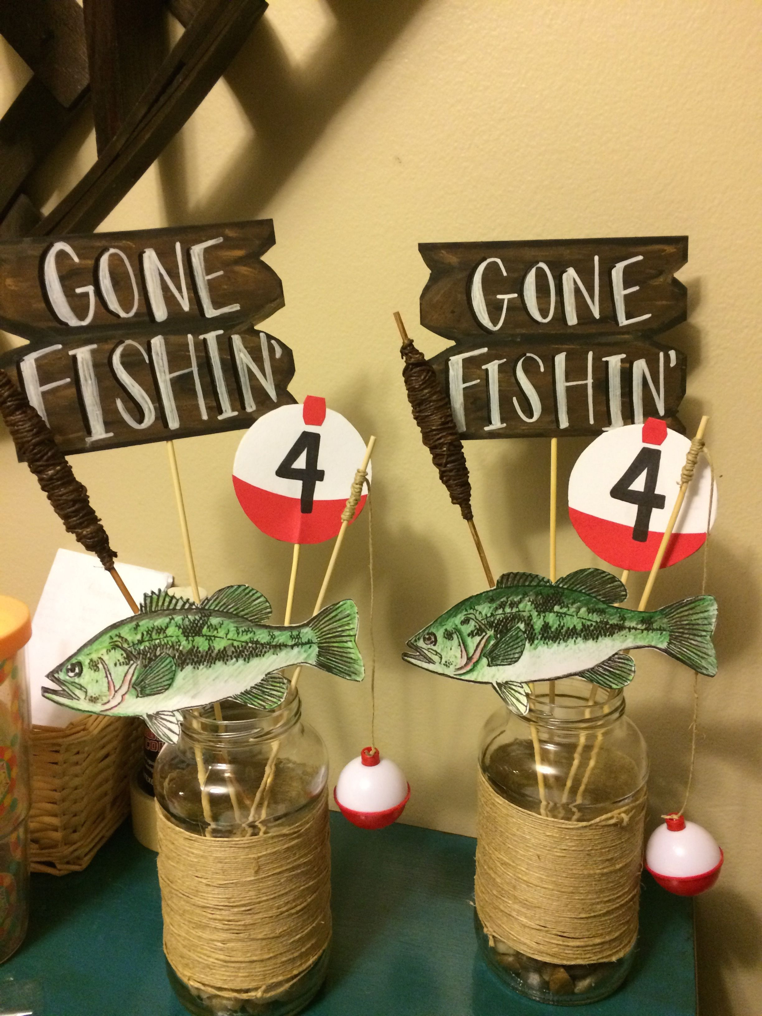 Fishing Retirement Party Ideas
 Little boy Fishing party table centerpieces