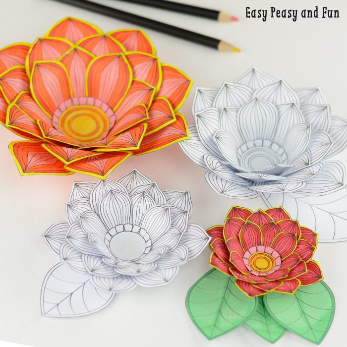 Flower Crafts For Adults
 Paper Craft Flowers 3D Coloring Pages Easy Peasy and Fun