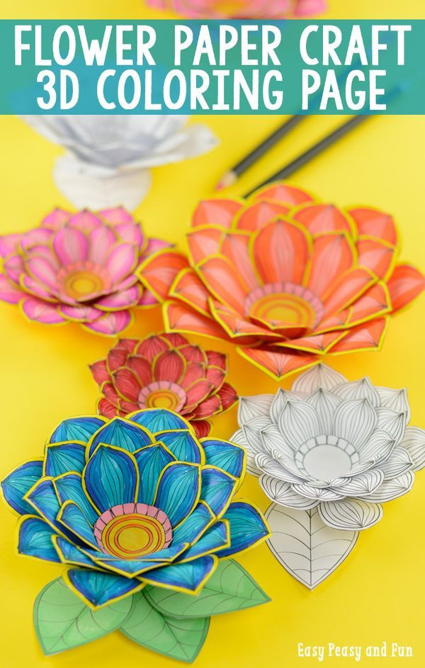 Flower Crafts For Adults
 Paper Craft Flowers 3D Coloring Pages