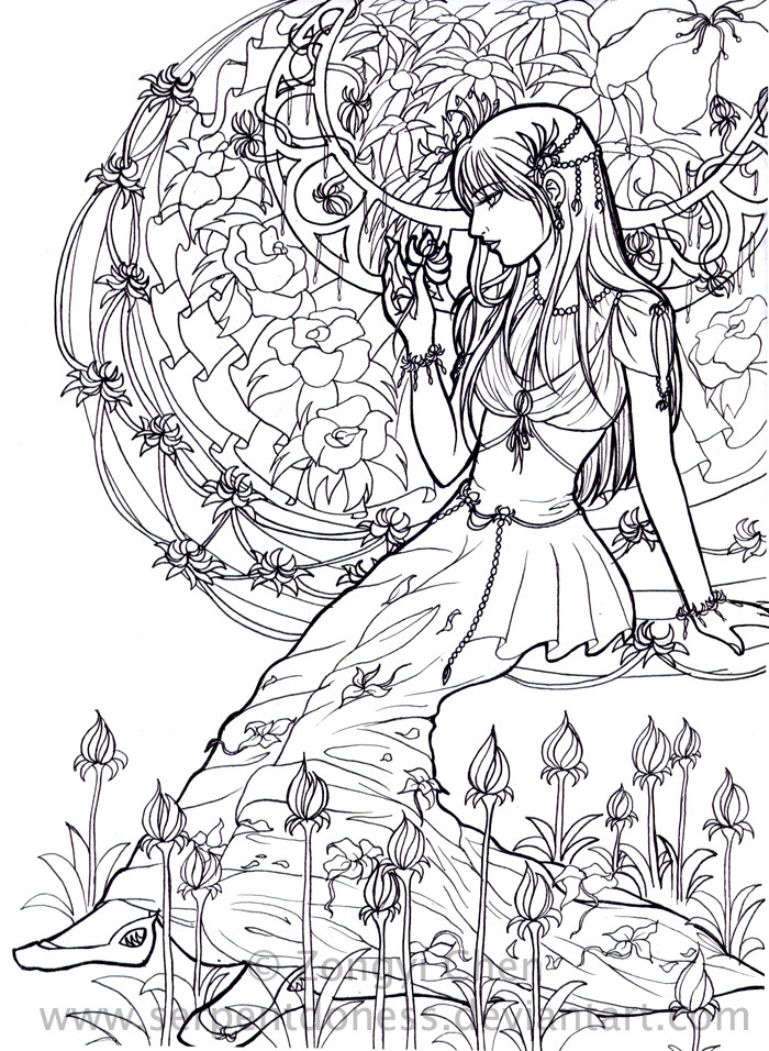 Flower Girl Coloring Pages
 Flower girl lineart WIP by serpentdoness on DeviantArt