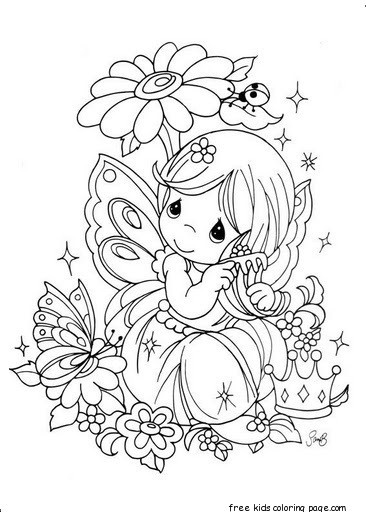 Flower Girl Coloring Pages
 Precious Moments girl with flowers coloring pages for